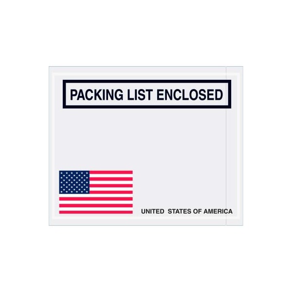 Box Packaging Panel Face Envelopes, USA Flag inPacking List Enclosedin Print, 5-1/2inx4-1/2in, 1000/Pk PL465 - main